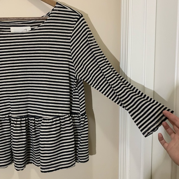 Free People black white striped peplum top - Picture 7 of 7